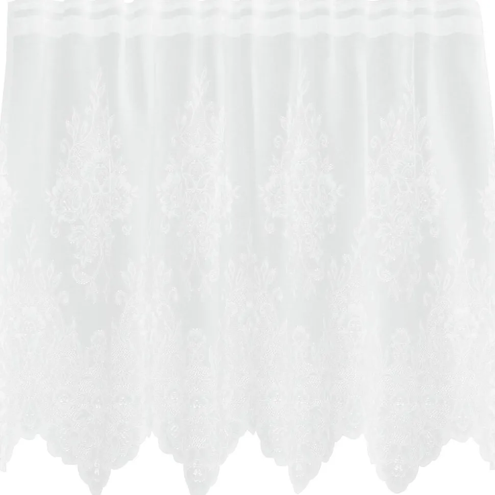 vidaXL Kantgordijn met gordijnen Bloemen Wit 80 x 150 cm Polyester