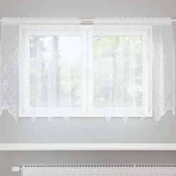 vidaXL Kantgordijn met gordijnen Bloemen Wit 80 x 150 cm Polyester