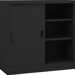 vidaXL Kantoorkast met schuifdeuren 90x40x90 cm staal antracietkleurig