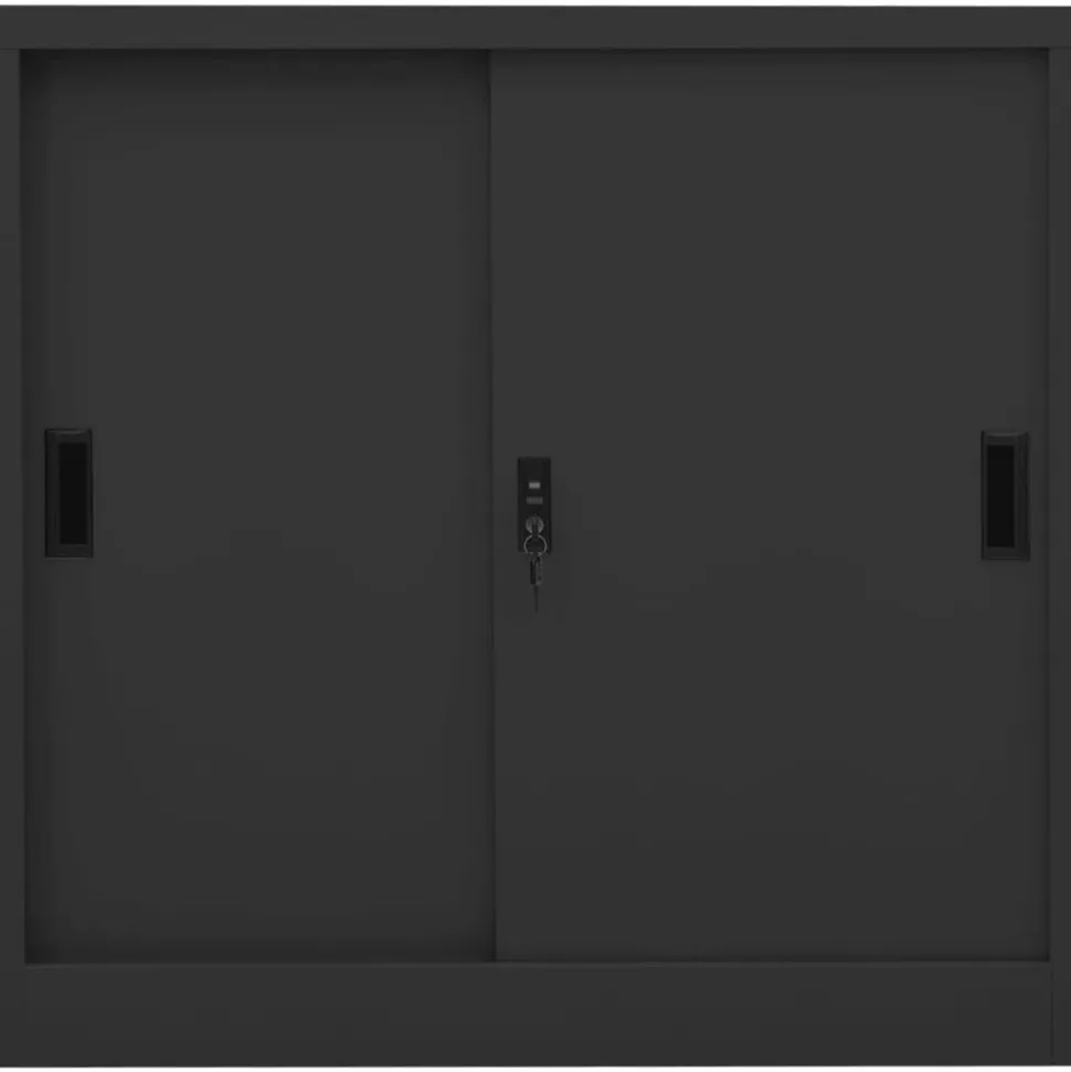 vidaXL Kantoorkast met schuifdeuren 90x40x90 cm staal antracietkleurig