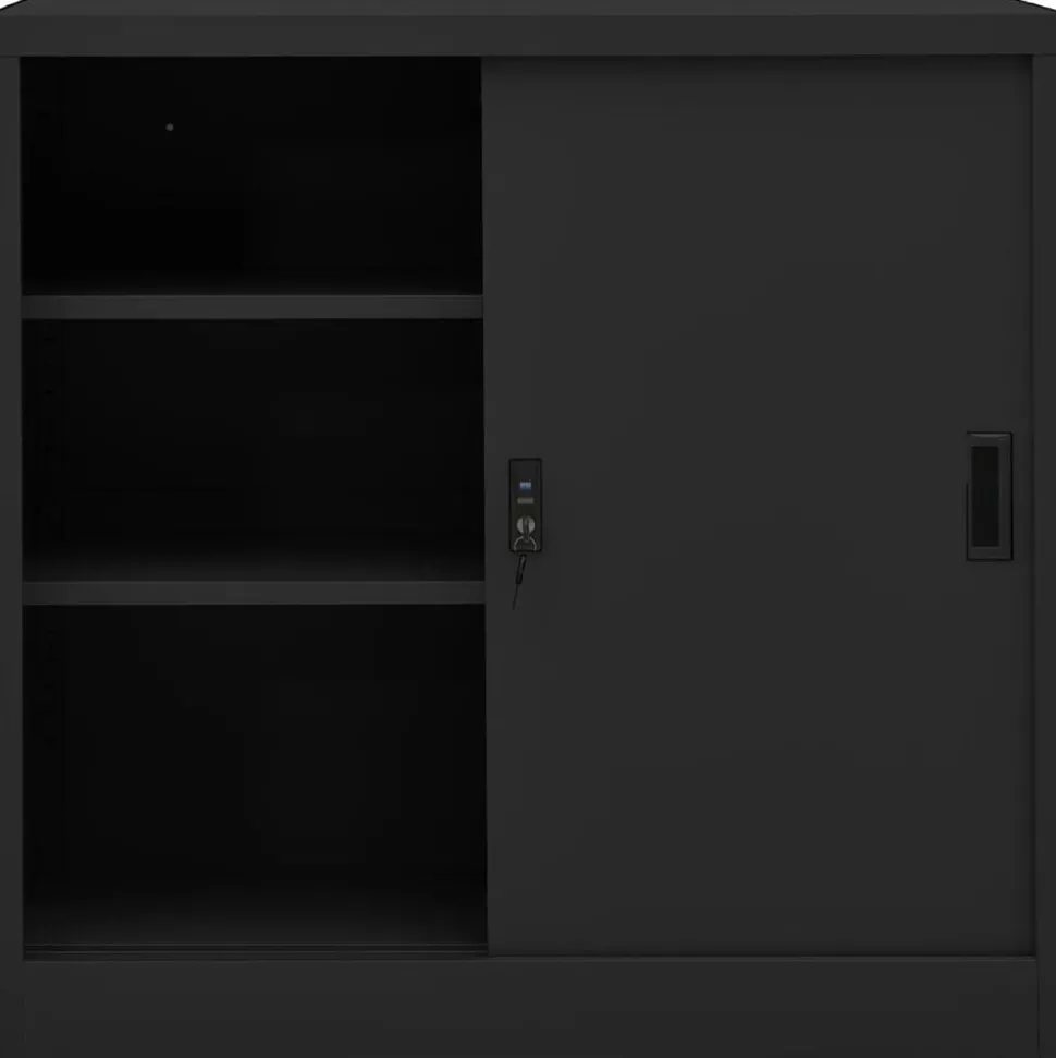 vidaXL Kantoorkast met schuifdeuren 90x40x90 cm staal antracietkleurig