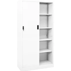 vidaXL Kantoorkast met schuifdeuren 90x40x180 cm staal wit