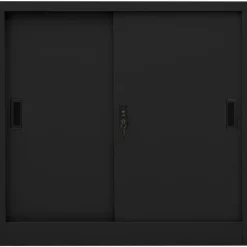 vidaXL Kantoorkast met schuifdeuren 90x40x90 cm staal zwart
