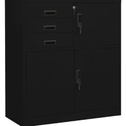 vidaXL Kantoorkast 90x40x102 cm staal zwart