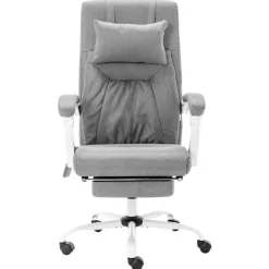 vidaXL Kantoormassagestoel stof grijs