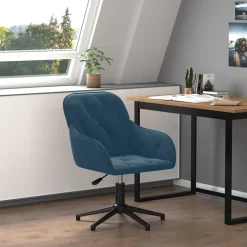 vidaXL Kantoorstoel draaibaar fluweel blauw