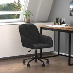 vidaXL Kantoorstoel draaibaar fluweel zwart