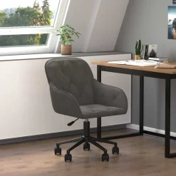 vidaXL Kantoorstoel draaibaar fluweel donkergrijs