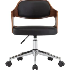 vidaXL Kantoorstoel draaibaar gebogen hout en kunstleer zwart