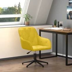 vidaXL Kantoorstoel draaibaar fluweel geel