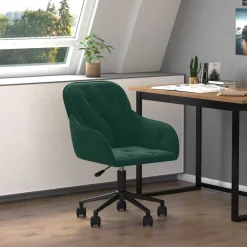 vidaXL Kantoorstoel draaibaar fluweel donkergroen