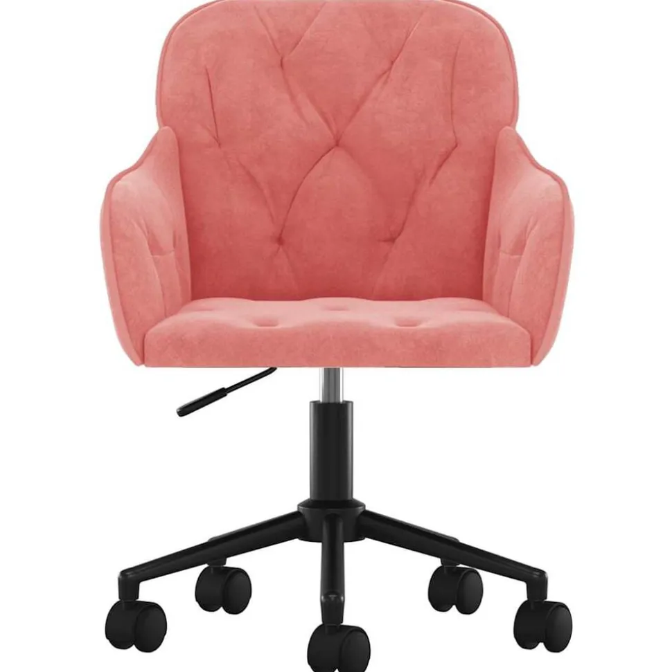 vidaXL Kantoorstoel draaibaar fluweel roze