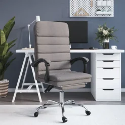 vidaXL Kantoorstoel massage verstelbaar stof taupe