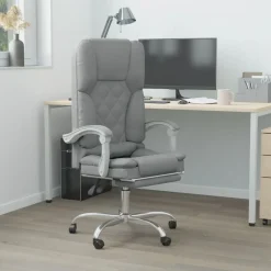 vidaXL Kantoorstoel massage verstelbaar stof lichtgrijs