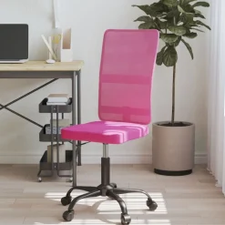 vidaXL Kantoorstoel verstelbare hoogte mesh stof roze