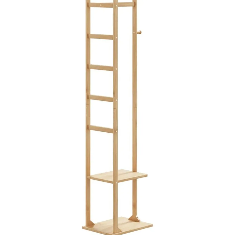 vidaXL Kapstok met haken en schappen 38,5x30x156 cm bamboe