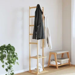 vidaXL Kapstok met haken en schappen 38,5x30x156 cm bamboe