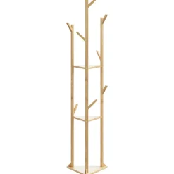 vidaXL Kapstok met haken en schappen 39x33x166 cm bamboe
