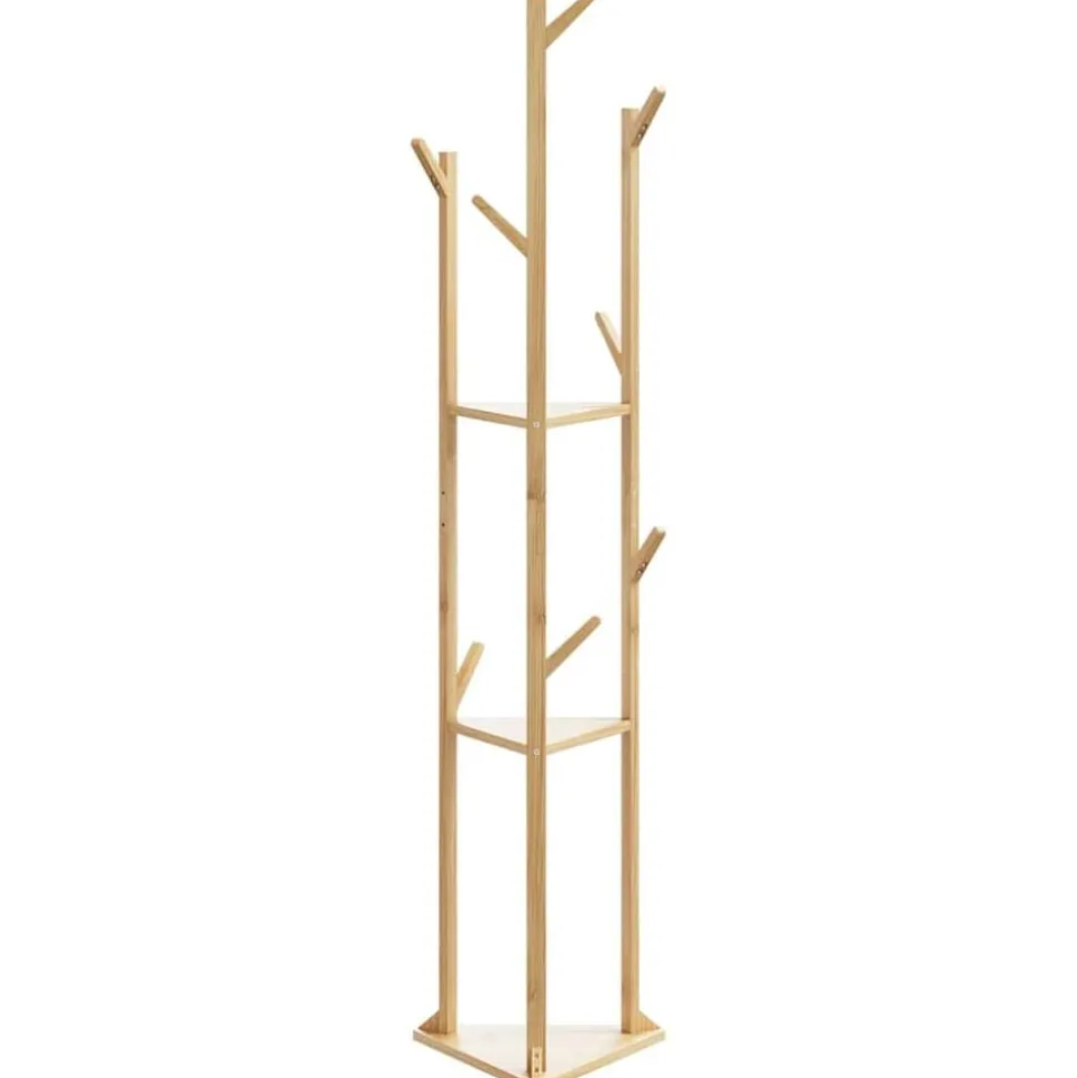 vidaXL Kapstok met haken en schappen 39x33x166 cm bamboe