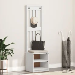 vidaXL Kapstok SANDNES wit 45x40x159,5 cm massief grenenhout