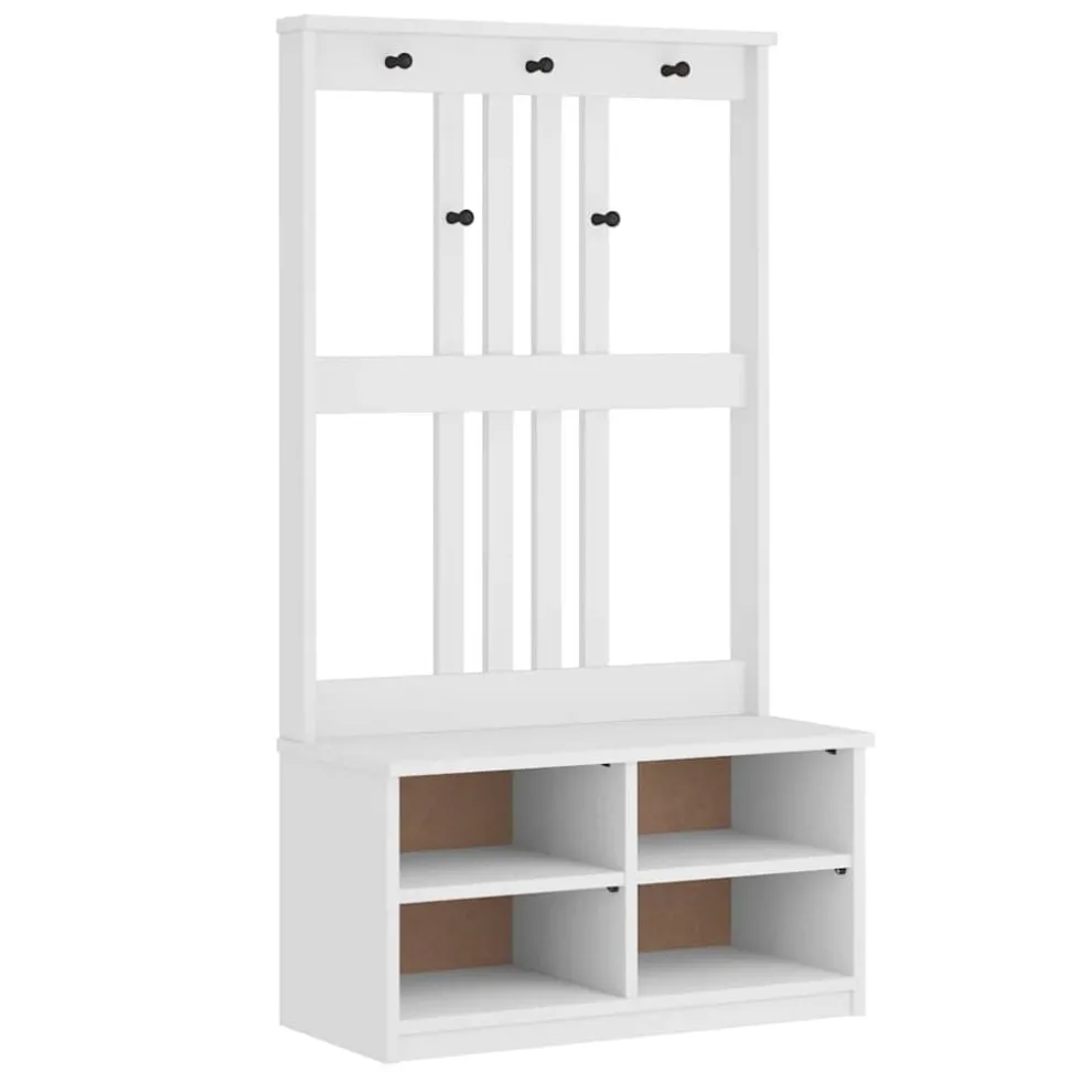 vidaXL Kapstok SANDNES wit 87x40x159,5 cm massief grenenhout