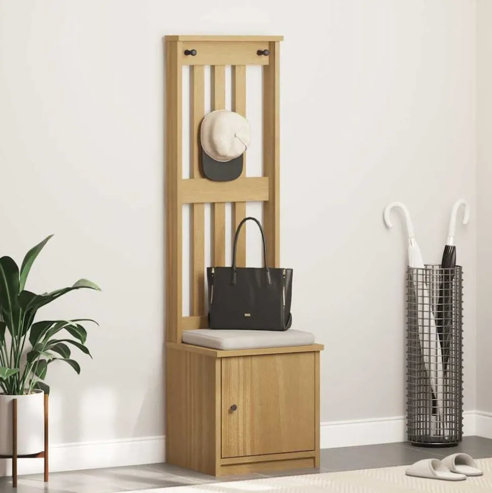 vidaXL Kapstok SANDNES 45x40x159,5 cm massief grenenhout