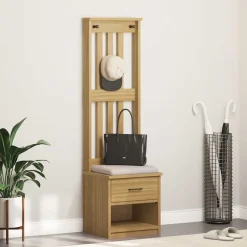 vidaXL Kapstok SANDNES 45x40x159,5 cm massief grenenhout
