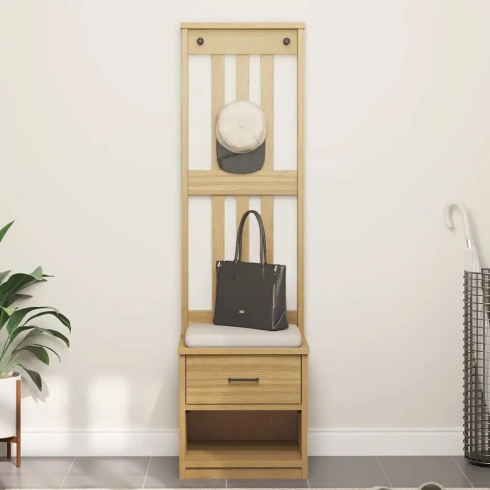 vidaXL Kapstok SANDNES 45x40x159,5 cm massief grenenhout