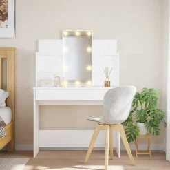 vidaXL Kaptafel met LED-verlichting 96x40x142 cm wit