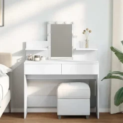 vidaXL Kaptafel met LED-verlichting 100x40x130 cm wit