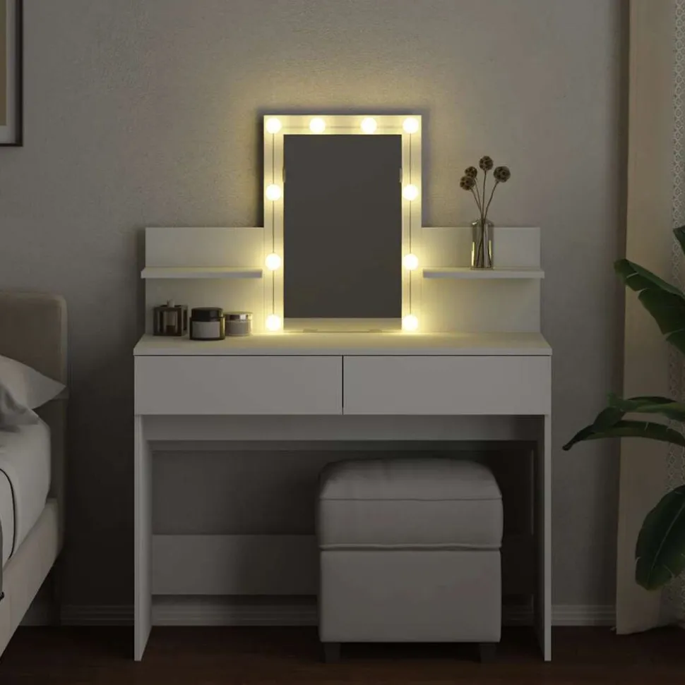 vidaXL Kaptafel met LED-verlichting 100x40x130 cm wit