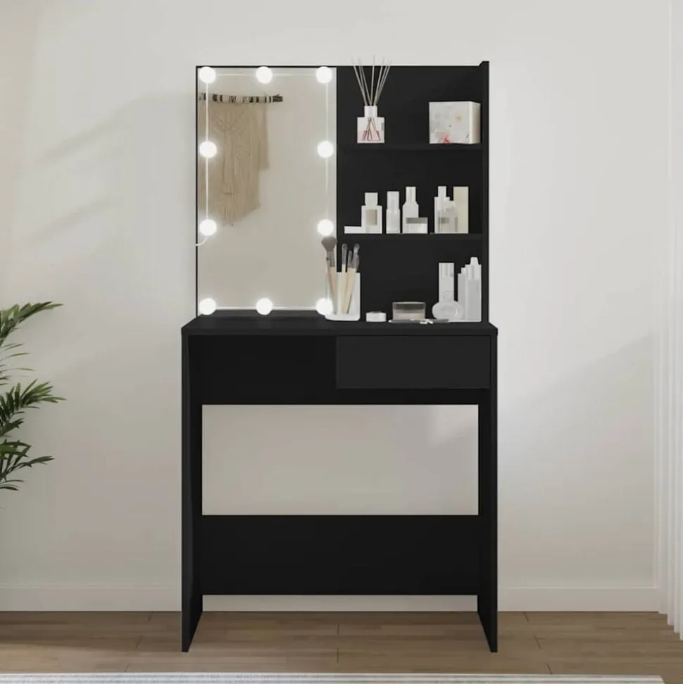 vidaXL Kaptafel met LED-verlichting 74,5x40x141 cm zwart