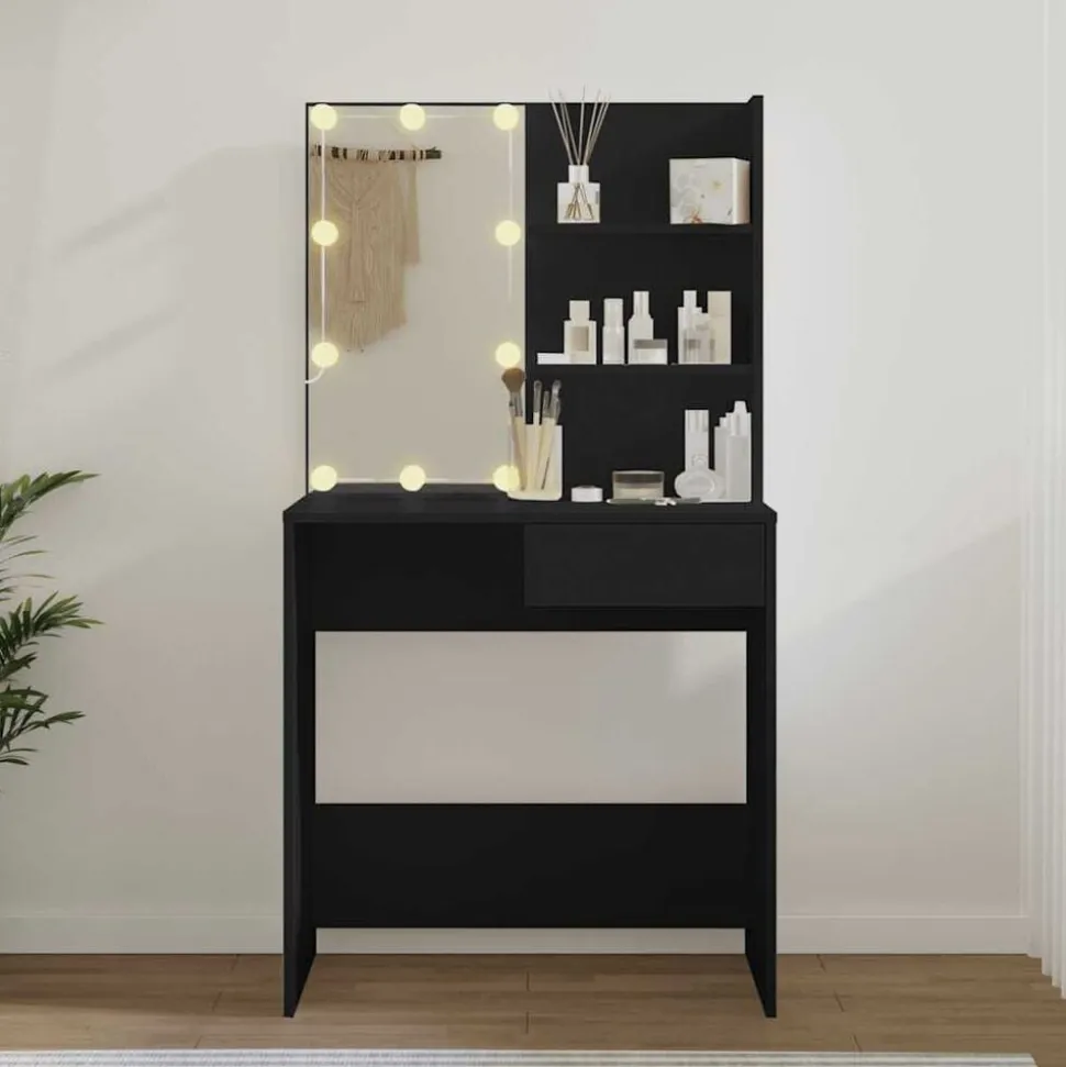 vidaXL Kaptafel met LED-verlichting 74,5x40x141 cm zwart