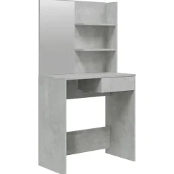 vidaXL Kaptafel met spiegel 74,5x40x141 cm betongrijs