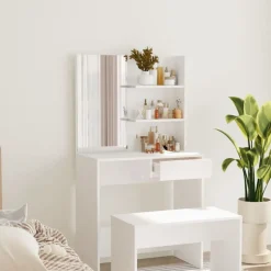 vidaXL Kaptafel met spiegel 74,5x40x141 cm wit