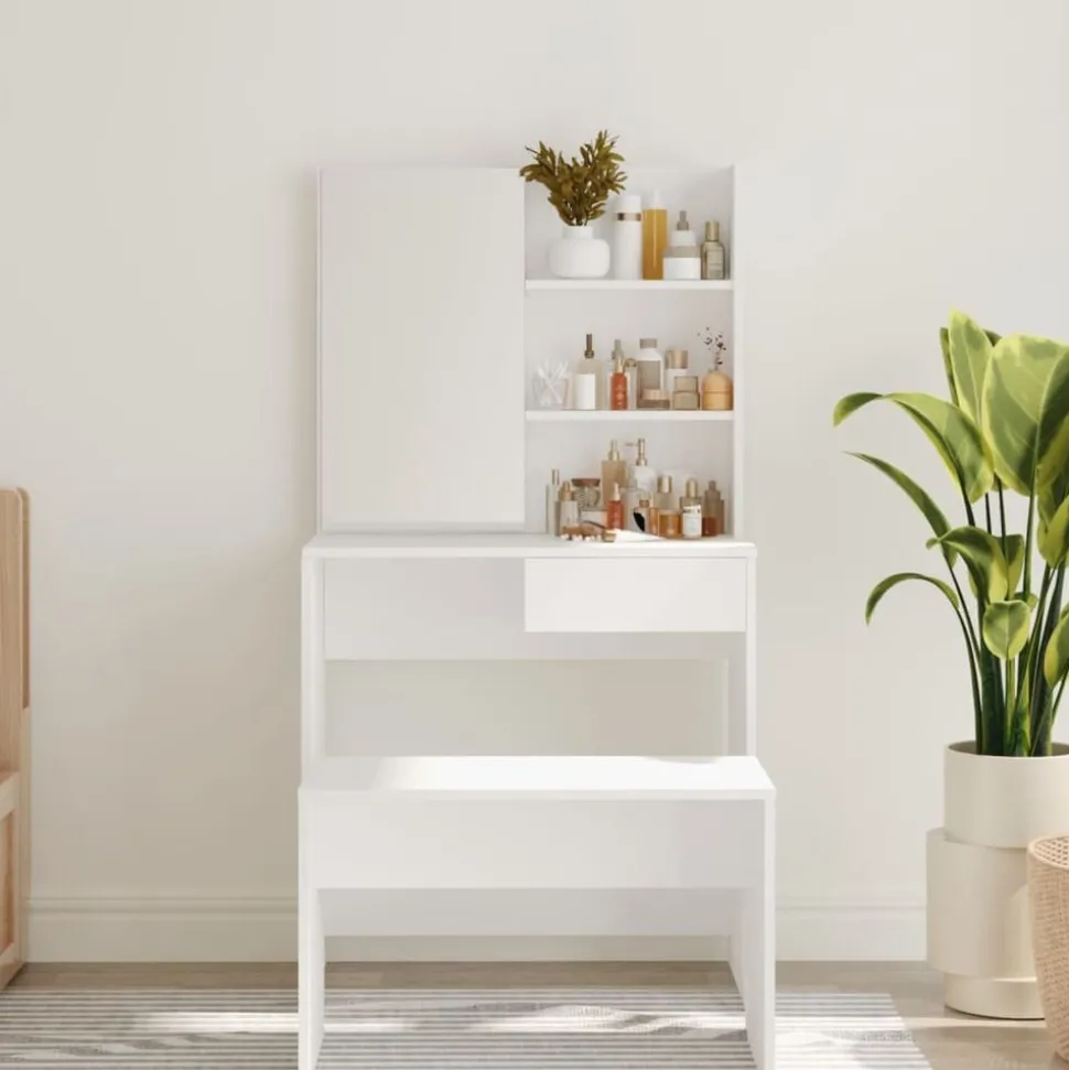 vidaXL Kaptafel met spiegel 74,5x40x141 cm wit