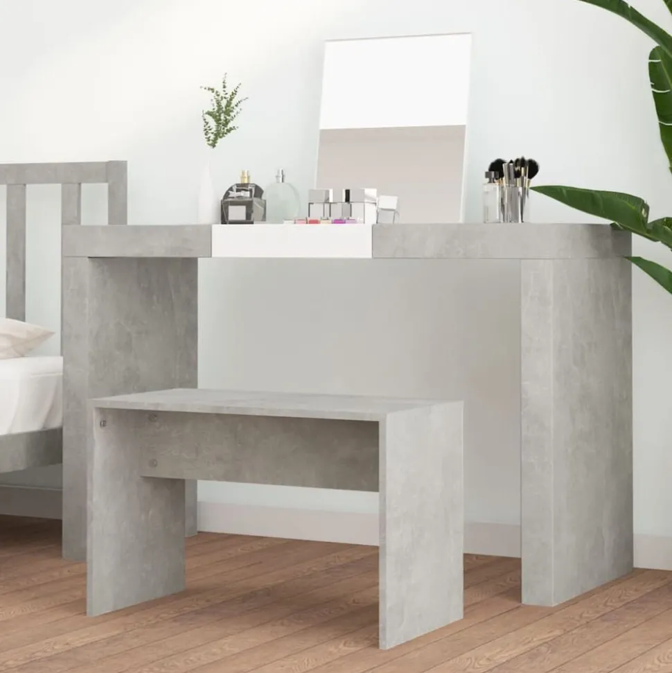 vidaXL Kaptafelkruk 70x35x45 cm bewerkt hout betongrijs