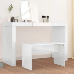vidaXL Kaptafelkruk 70x35x45 cm bewerkt hout hoogglans wit