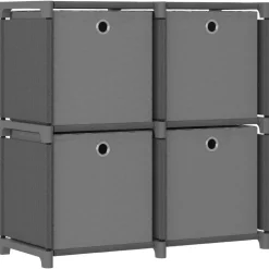 vidaXL Kast met 4 vakken met boxen 69x30x72,5 cm stof grijs