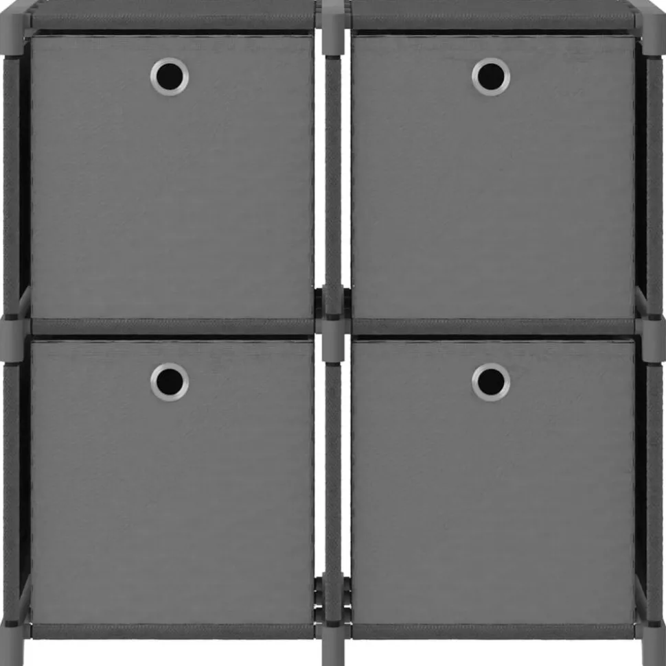 vidaXL Kast met 4 vakken met boxen 69x30x72,5 cm stof grijs