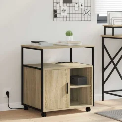 vidaXL Kast met Oplaadstation met wiel Sonoma Eiken 61 x 46 x 67 cm