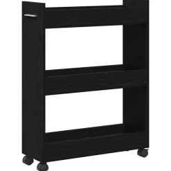vidaXL Kast met wiel Zwart Eiken 60 x 22 x 79 cm