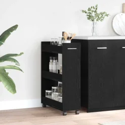 vidaXL Kast met wiel Zwart Eiken 60 x 22 x 79 cm