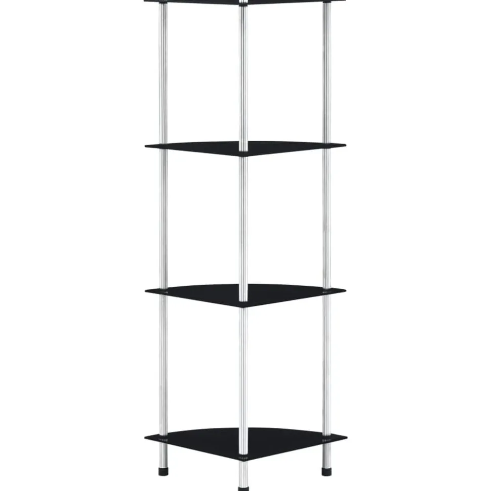 vidaXL Kastje 4-laags 30x30x100 cm gehard glas zwart