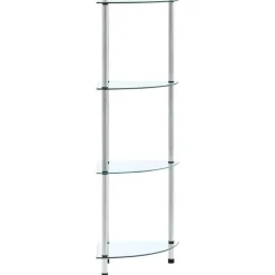 vidaXL Kastje 4-laags 30x30x100 cm gehard glas transparant