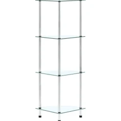 vidaXL Kastje 4-laags 30x30x100 cm gehard glas transparant
