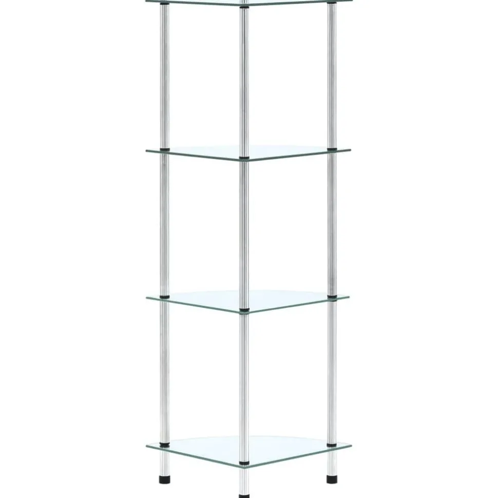 vidaXL Kastje 4-laags 30x30x100 cm gehard glas transparant