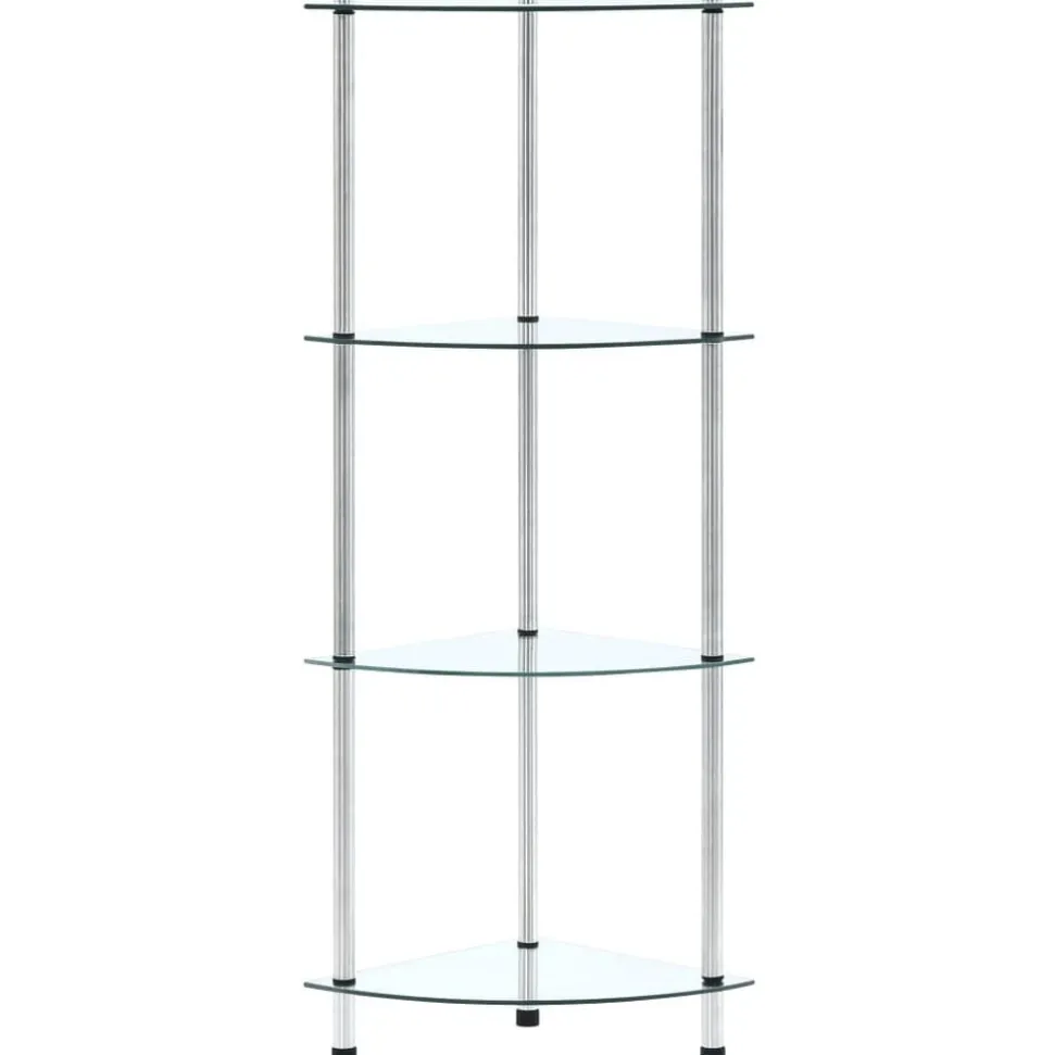 vidaXL Kastje 4-laags 30x30x100 cm gehard glas transparant