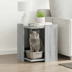 vidaXL Kattenbakkast 42x42x51 cm bewerkt hout grijs sonoma eikenkleur