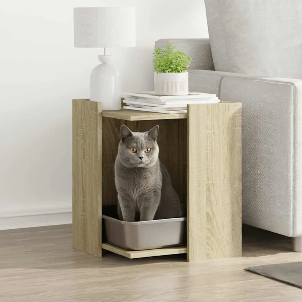 vidaXL Kattenbakkast 42x42x51 cm bewerkt hout sonoma eikenkleurig